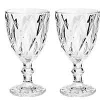 2 Taça Diamante Copo Vidro Transparente 300ml