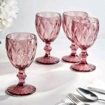 2 Taça Diamond de Vidro 300ML Lilás Suco Vinho Água 2 Taça Diamond de Vidro 300ML Lilás Suco Vinho Água
