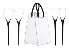 2 Taça Espumante E 2 taças Vinho Haste Praia + Ice Bag C o u r