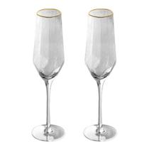 2 Taças Cristal Champagne 300ml Borda Dourada Taj Wolff