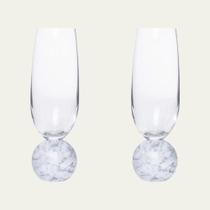 2 Taças para Espumante em Mármore Branco e Cristal 210ml - Mart 2 Taças para Espumante em Mármore Branco e Cristal 210ml - Mart