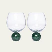 2 Taças para Gin em Mármore Verde e Cristal 640ml - Mart 2 Taças para Gin em Mármore Verde e Cristal 640ml - Mart