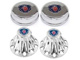 2 Tampa Cubo Cromada Azul Dianteiro Caminhao Sc S4 + Traçao