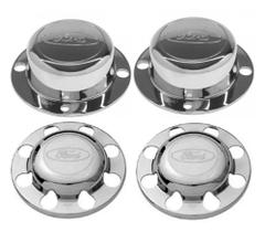 2 Tampa Cubo Cromada Dianteiro Ford Cargo + Traçao