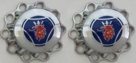 2 Tampa Cubo Truck Cromada Azul Caminhão Sc 113 S4 S5 S6