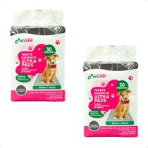 2 Tapete Higiênico Petlike Ultra Pads Carvão 80x60 - 30unids 2 Tapete Higiênico Petlike Ultra Pads Carvão 80x60 - 30unids