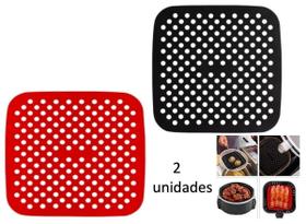 2 Tapete Protetor Silicone Quadrado Air Fryer Fritadeira19Cm