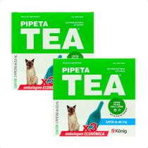 2 Tea Pipeta 0,5ml Antiparasitário Gatos Até 4kg - 3 Pipetas
