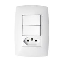 2 Teclas Paralelas + Tomada 20A com Placa Branca Home B.Lux