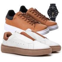 2 Tenis Casual Masculino Sneaker Oversize com Ajuste em Elastico Premium com Relógio