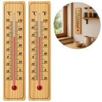 2 Termômetros Ambiente Madeira 20cm Interno e Externo