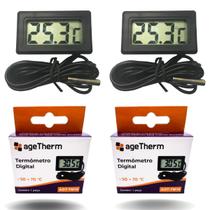 2 Termômetros Digital Refrigeração Aquário Estufas -50º+70ºc - Agetherm