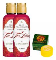 2 Tia Leilah Óleo Para Massagem Ylang-Ylang + Pomada Fogo do Dragão Hamamelis