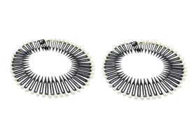 2 Tiaras Bell 12Cm Preta Com Pérola Prendedor Cabelo