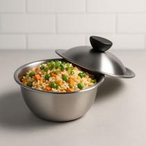 2 Tigelas Bowl De Metal C/ Tampa 550ml Saladeira Resistente 2 Tigelas Bowl De Metal C/ Tampa 550ml Saladeira Resistente