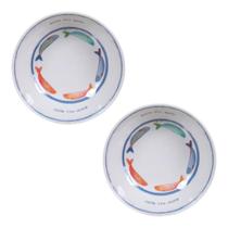 2 Tigelas Bowl Melamina 650ml Estampa Peixes Casal Cumbuca