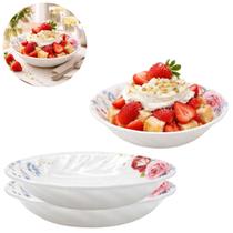 2 Tigelas Melamina 400ml Mesa Branca Floral Decorada Cozinha