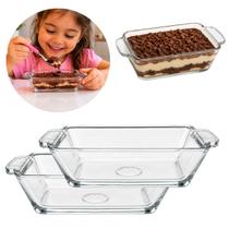 2 Tigelas Retangular Vidro 14cm Resistente Cozinha 2 Tigelas Retangular Vidro 14cm Resistente Cozinha