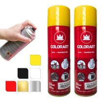 2 Tinta Spray Alta Temperatura Motor Escapamento Forno 600 Graus - Colorart