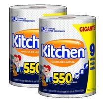 2 toalha papel kitchen folha dupla gigante pacote 550 folhas