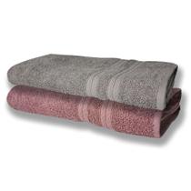 2 Toalhas Super Felpudas Grande e Grossa Algodão 80x150 Cinza+Rosê