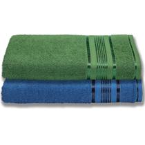 2 Toalhas Super Gigante Grossa Abraça O Corpão 80x180 Egito Azul+verde