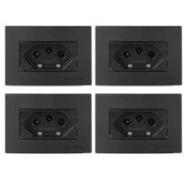 2 Tomada 3 Pinos 10a + 2 Tomada 3 Pinos 20a Móvel Embutir Preto