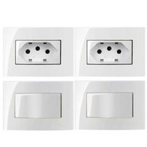 2 Tomada 3 Pinos 20a + 2 Interruptor Embutir Móvel Branco 2 Tomada 3 Pinos 20a + 2 Interruptor Embutir Móvel Branco