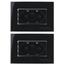 2 Tomada para Móvel 3 Pinos Embutir Painel Móvel Preto Ebony Margirius
