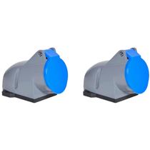 2 Tomada Sobrepor Brasikon 16A 3P+T Steck 220/250V IP44 Az 2 Tomada Sobrepor Brasikon 16A 3P+T Steck 220/250V IP44 Az