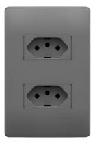 2 Tomadas 20a 250v Linha Habitat Onix Fame Cimento Queimado Cinza
