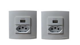 2 Tomadas Dupla Para Móveis Margirius 10/20a + Usb - Branca