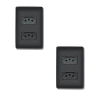 2 Tomadas Dupla Preta 2P+T Distanciadas 10A 250V Com Placa Habitat Black- FAME 2 Tomadas Dupla Preta 2P+T Distanciadas 10A 250V Com Placa Habitat Black- FAME