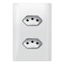 2 Tomadas Universal 2P+T 20A Cromado com Placa 4x2 Branca- DC-120033 - NOVARA