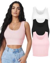 2 Tops Cortos AURUZA de Tirantes Sin Mangas con Cuello en U para Mujer x2