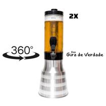 2 Torre Chopp Beer 2 Litros Giratória 360 Removível Prata
