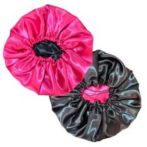 2 Touca de Cetim Dupla Face com Regulador + 2 xuxinha