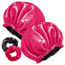 2 Touca de Cetim Dupla Face com Regulagem 2 Xuxinhas Scrunchie Antifrizz
