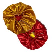 2 Touca de Cetim Grande / Box Braids Dupla Face com Regulador + 2 xuxinha 2 Touca de Cetim Grande / Box Braids Dupla Face com Regulador + 2 xuxinha