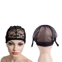 2 Toucas Para Tecer Peruca Lace Base Para Confecção Preta