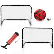 2 Traves De Gol De Futebol Infantil De Ferro 66 X 45 Cm P com Bola e Bomba 2 Traves De Gol De Futebol Infantil De Ferro 66 X 45 Cm P com Bola e Bomba