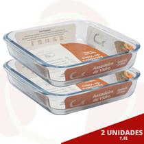 2 Travessa de Sobremesa Quadrada 1,8L Mesa Posta Servir Casa Cozinha