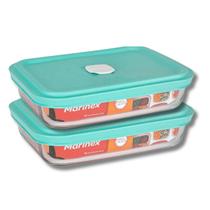 2 Travessa Facilita de Vidro com Tampa 750ML Marinex Doce 2 Travessa Facilita de Vidro com Tampa 750ML Marinex Doce