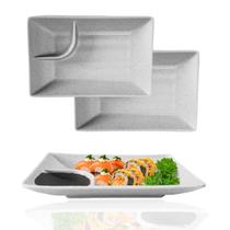 2 Travessa Pratos Petisqueira em Melamina com Molheira 18cm