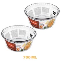2 Travessa Suflê 700ml Forma de Vidro Temperado Marinex