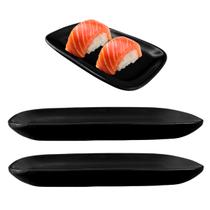 2 Travessas Bandeja Melamina Preto Retaurante Japones Sushi 2 Travessas Bandeja Melamina Preto Retaurante Japones Sushi