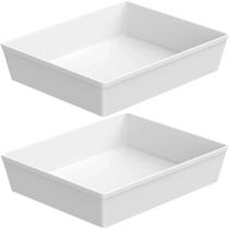 2 Travessas Brancas de Plástico 4,8L Saladeira Servir Massas Buffet Uno Coza 2 Travessas Brancas de Plástico 4,8L Saladeira Servir Massas Buffet Uno Coza