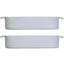 2 Travessas de Porcelana Germer Branca 2,5L 30x21cm Assar e Servir Retangular