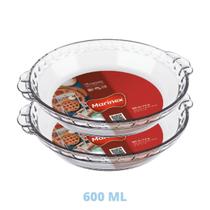 2 Travessas de Vidro Forma Filetada 600ml Doce Torta Marinex