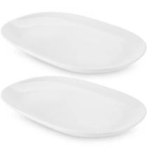 2 Travessas Ovais Melamina Branca 34x22cm Petiscos Rasa Bandeja de Frutas Restaurantes 2 Travessas Ovais Melamina Branca 34x22cm Petiscos Rasa Bandeja de Frutas Restaurantes